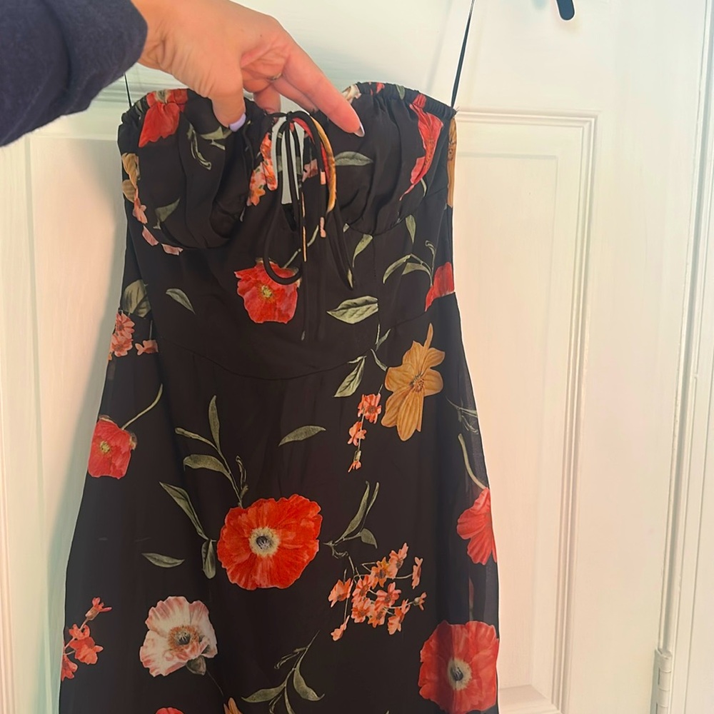 Urban Outfitters Strapless Floral Dress Tie Front Size M